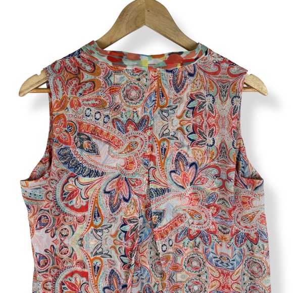 Womens Chiffon Paisley Sleeveless Top Size Small Boho Hippie Colorful Flowy - Picture 5 of 9